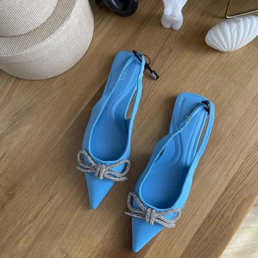 ZARA Embellished Bow Flat Mules - Picture 3 of 6